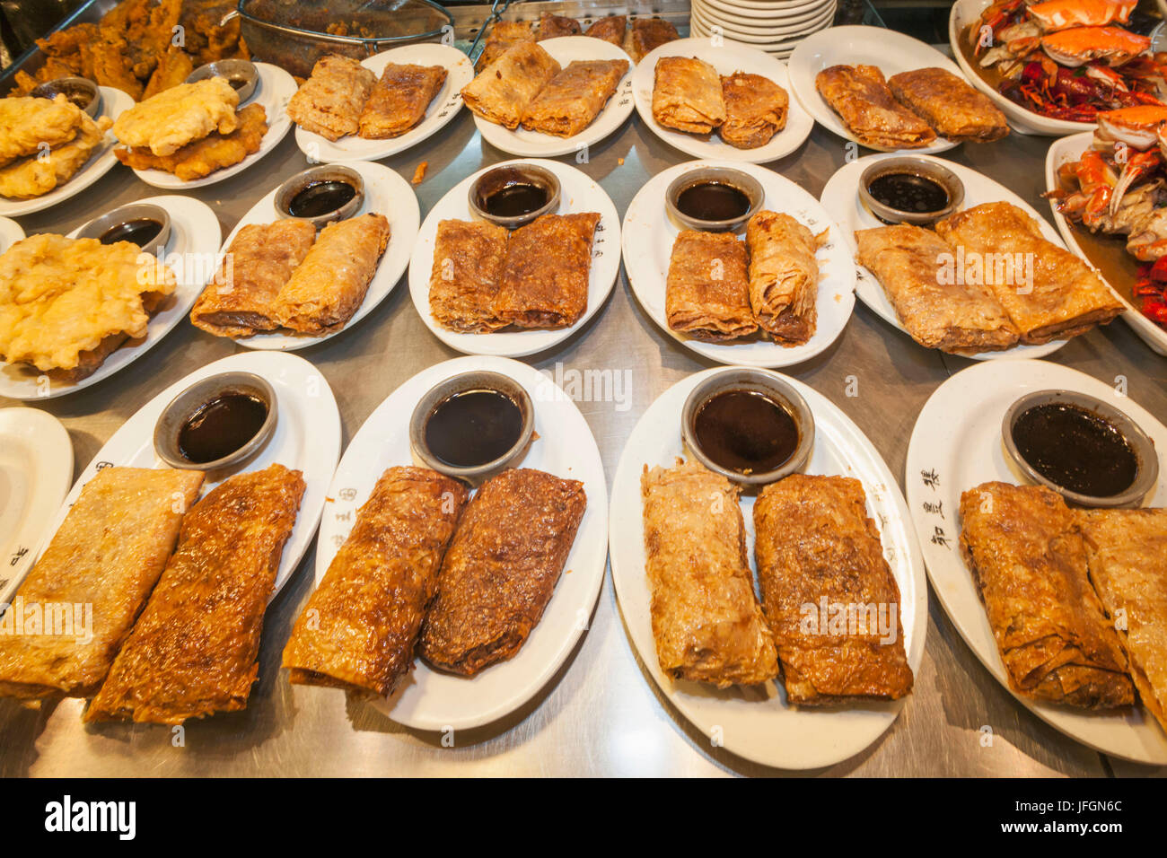 China, Shanghai, Yuyuan Garden, Restaurant Display of Tofu Pancakes