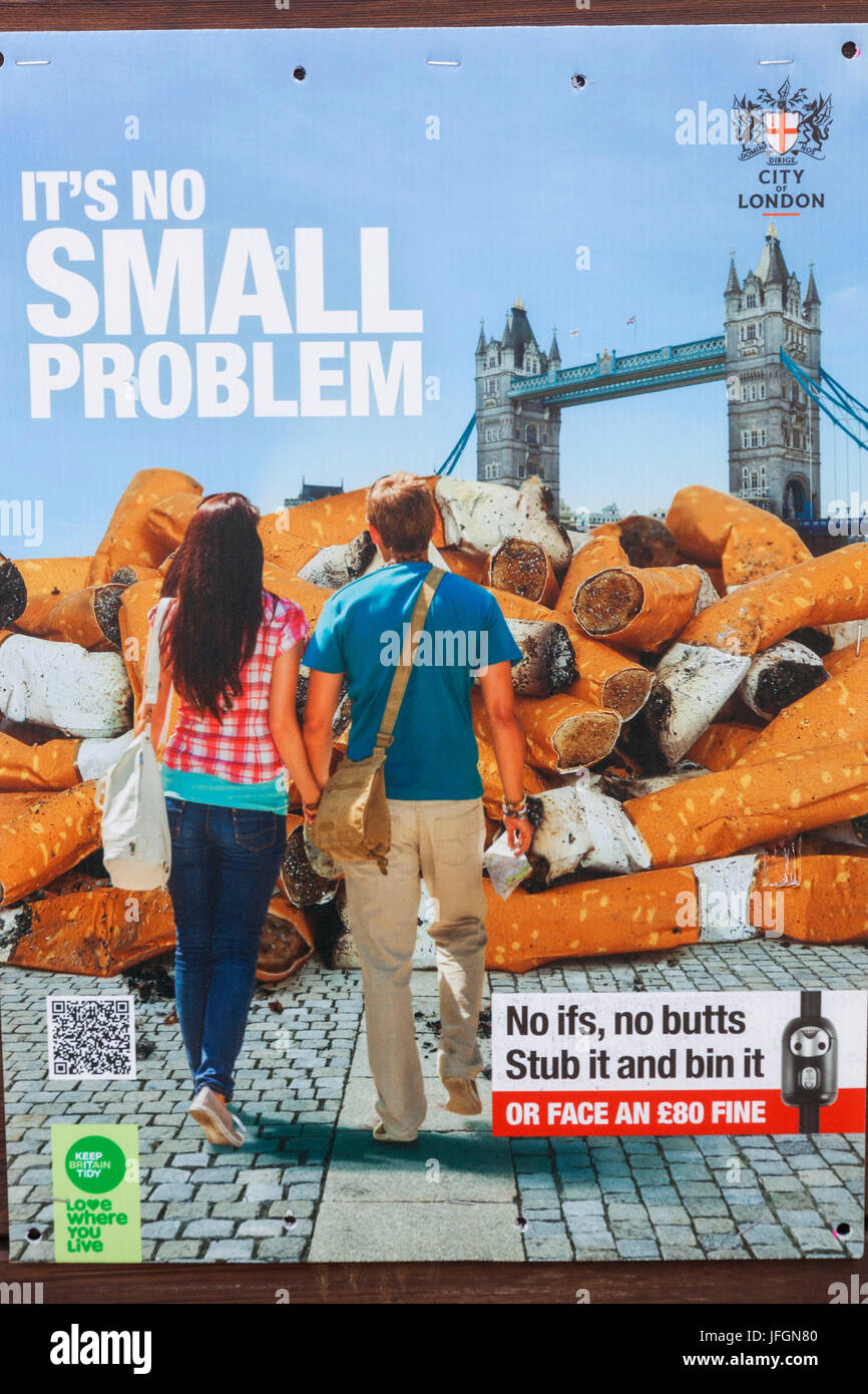England, London, Anti Smoking Poster Stock Photo
