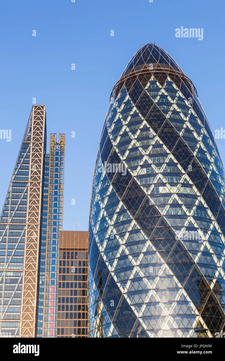 England, London, City of London, Leadenhall Building aka The Cheesegrater and The Gherkin Building Stock Photo