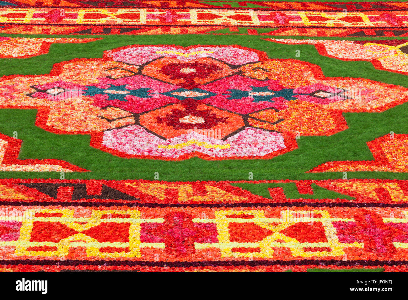 Belgium, Brussels, Grand Place, Flower Carpet Festival, Flower Pattern Stock Photo