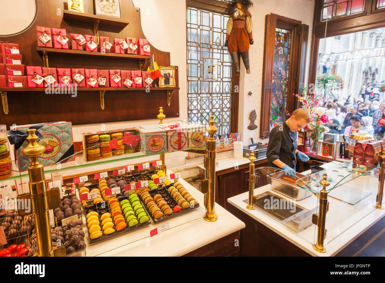 Belgium, Brussels, Chocolate Making Demonstration Stock Photo Alamy