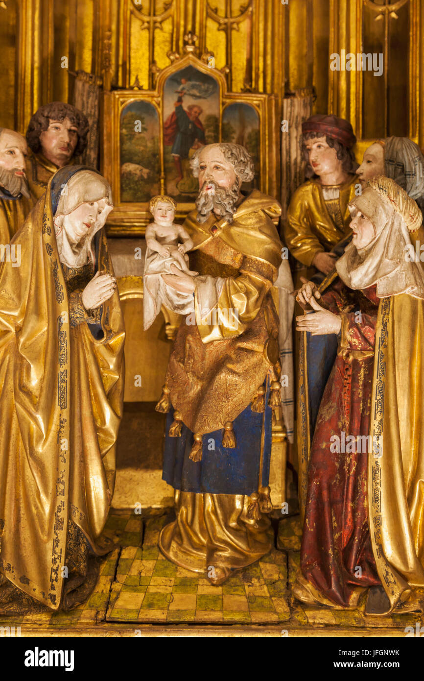 Belgium, Brussels, Grand Place, Brussels City Museum, 16th century Altarpiece depicting Biblical Scene Stock Photo