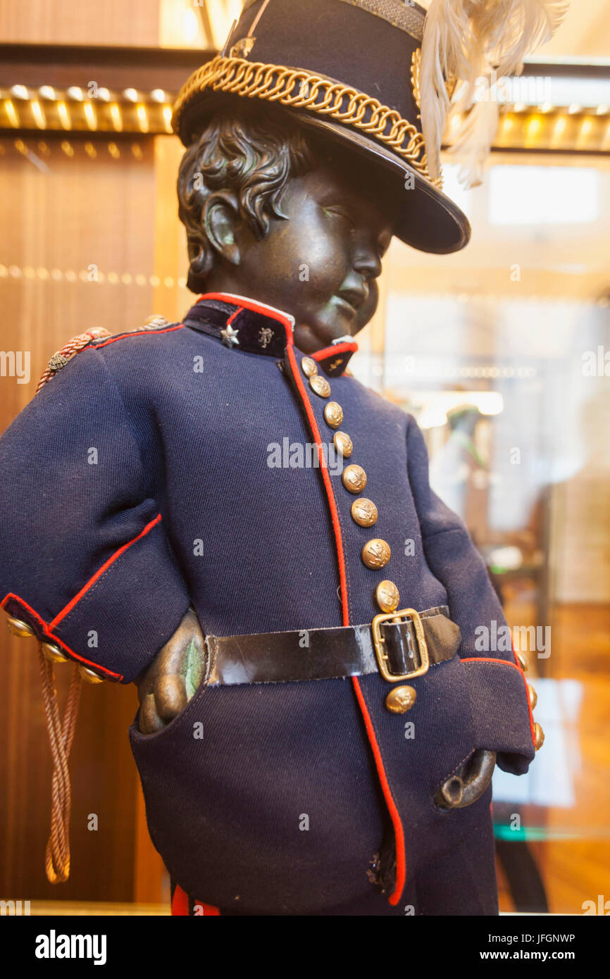 Belgium, Brussels, Grand Place, Brussels City Museum, Display of Manneken Pis Costumes Stock Photo