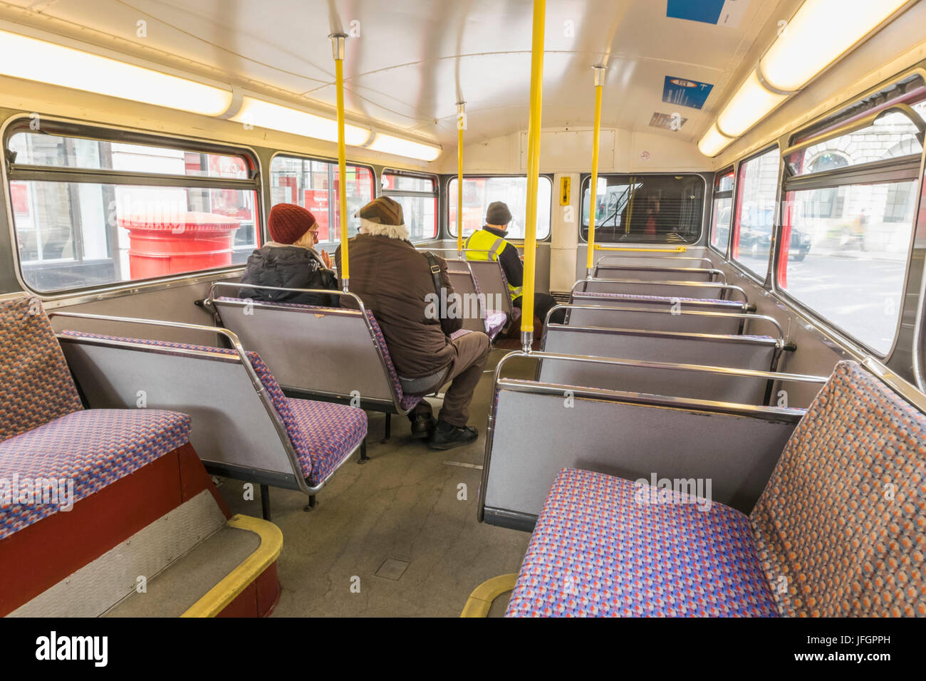 England London Interior Of Routemaster Double Decker Bus Stock Photo 