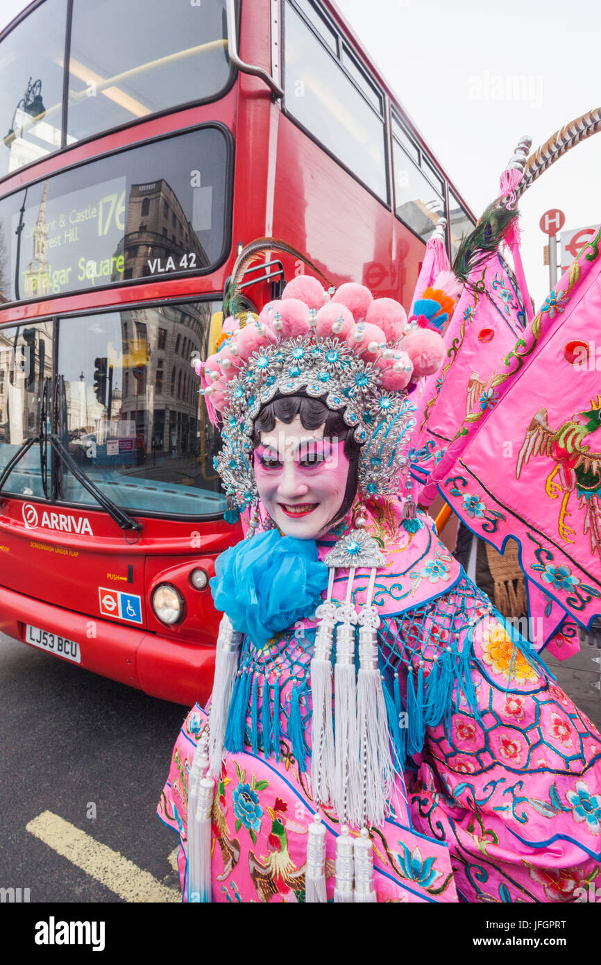 Participant dressed in chinese opera costume and london bus hi-res stock  photography and images - Alamy