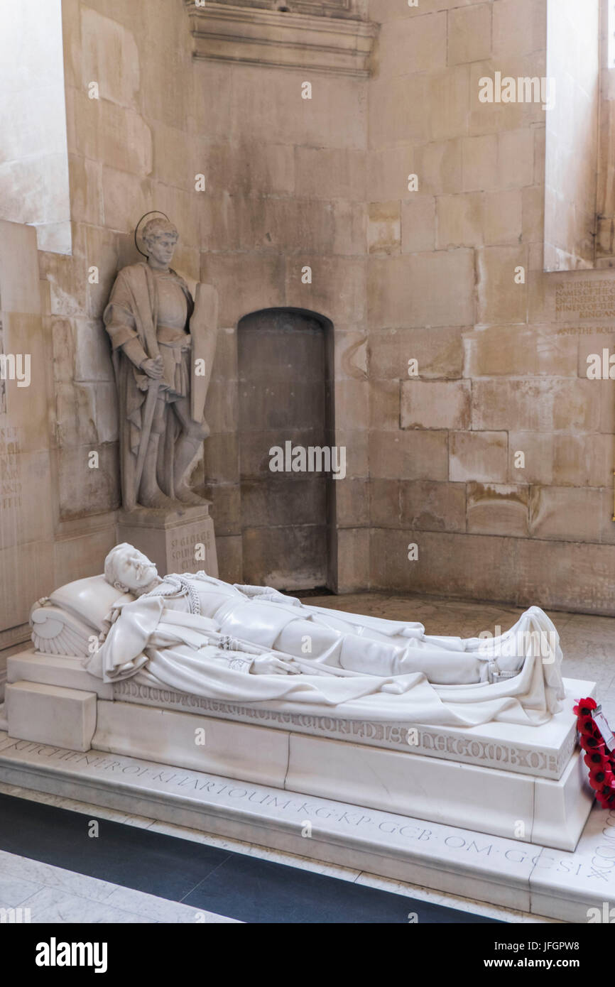 England, London, St Paul's Cathedral, The Crypt, Tomb of Lord Kitchener of Khartoum Stock Photo
