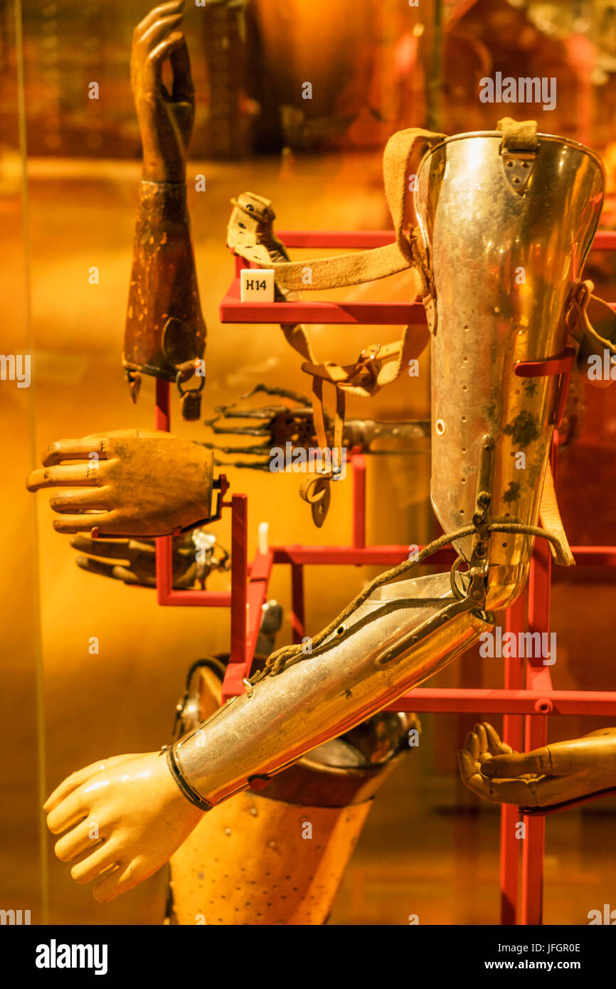 England, London, The Wellcome Collection, Display of Historical Artificial Limbs Stock Photo