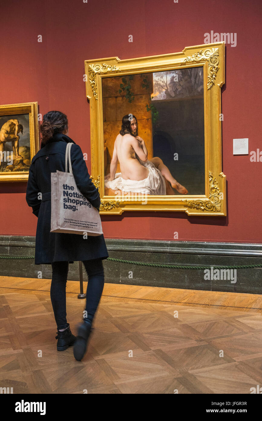 England, London, Trafalgar Square, The National Gallery, Portrait of Susanna at her Bath by Francesco Hayez Stock Photo