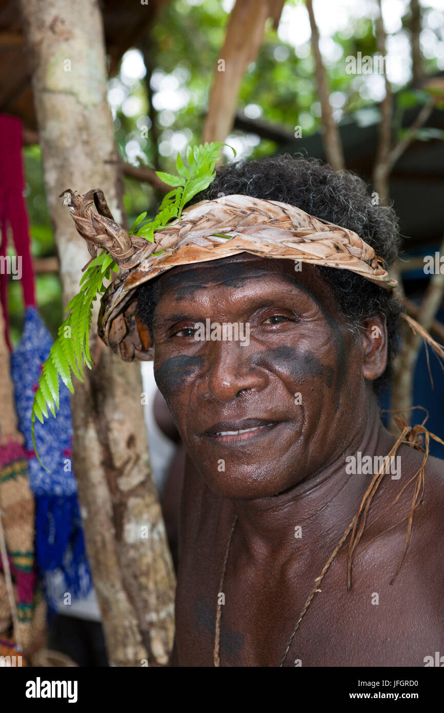 Local of the island Telina, Marovo lagoon, the Solomon Islands Stock Photo