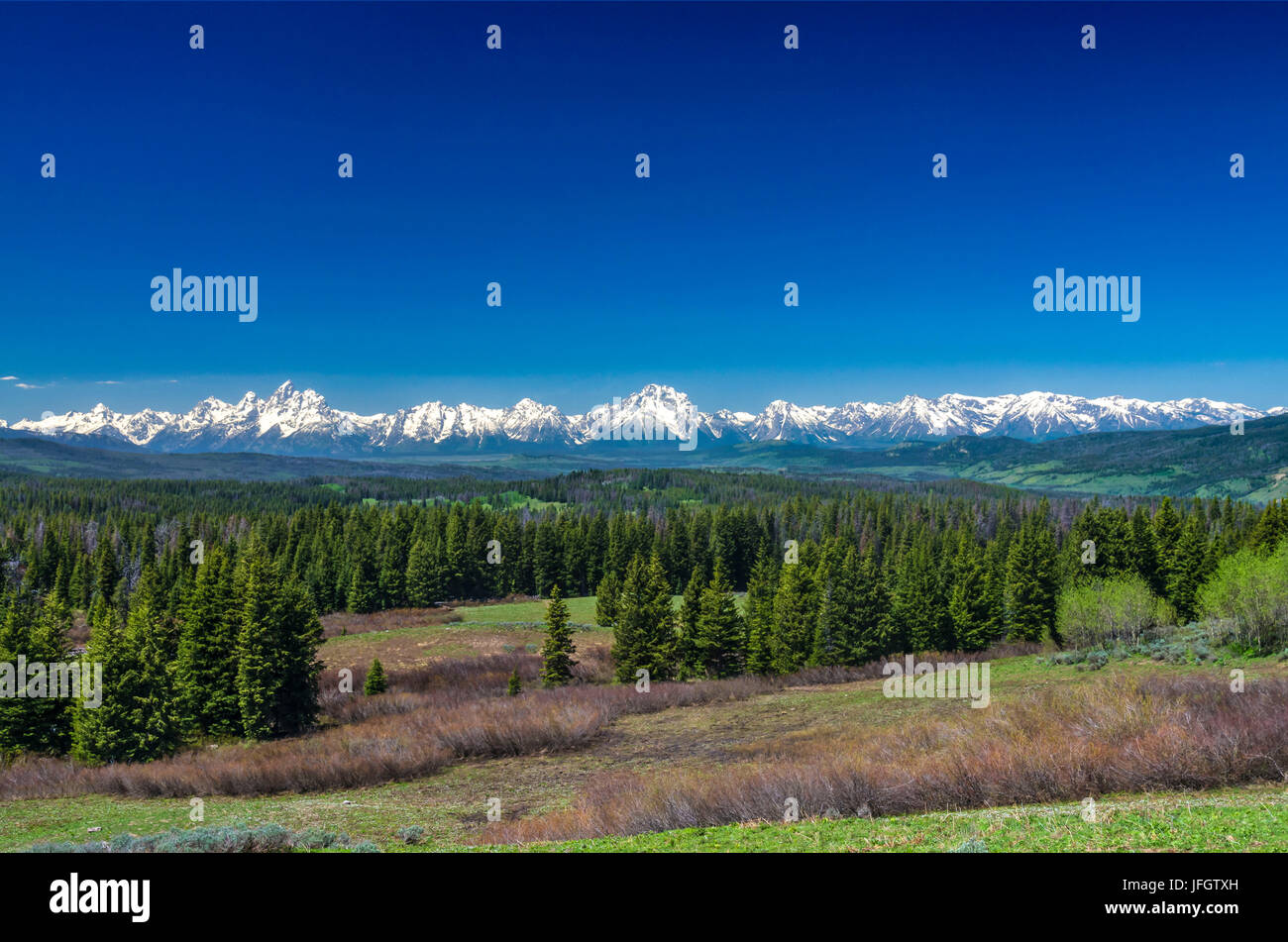 Togwotee Overlook and The Teton to rank, Wyoming, the USA Stock Photo