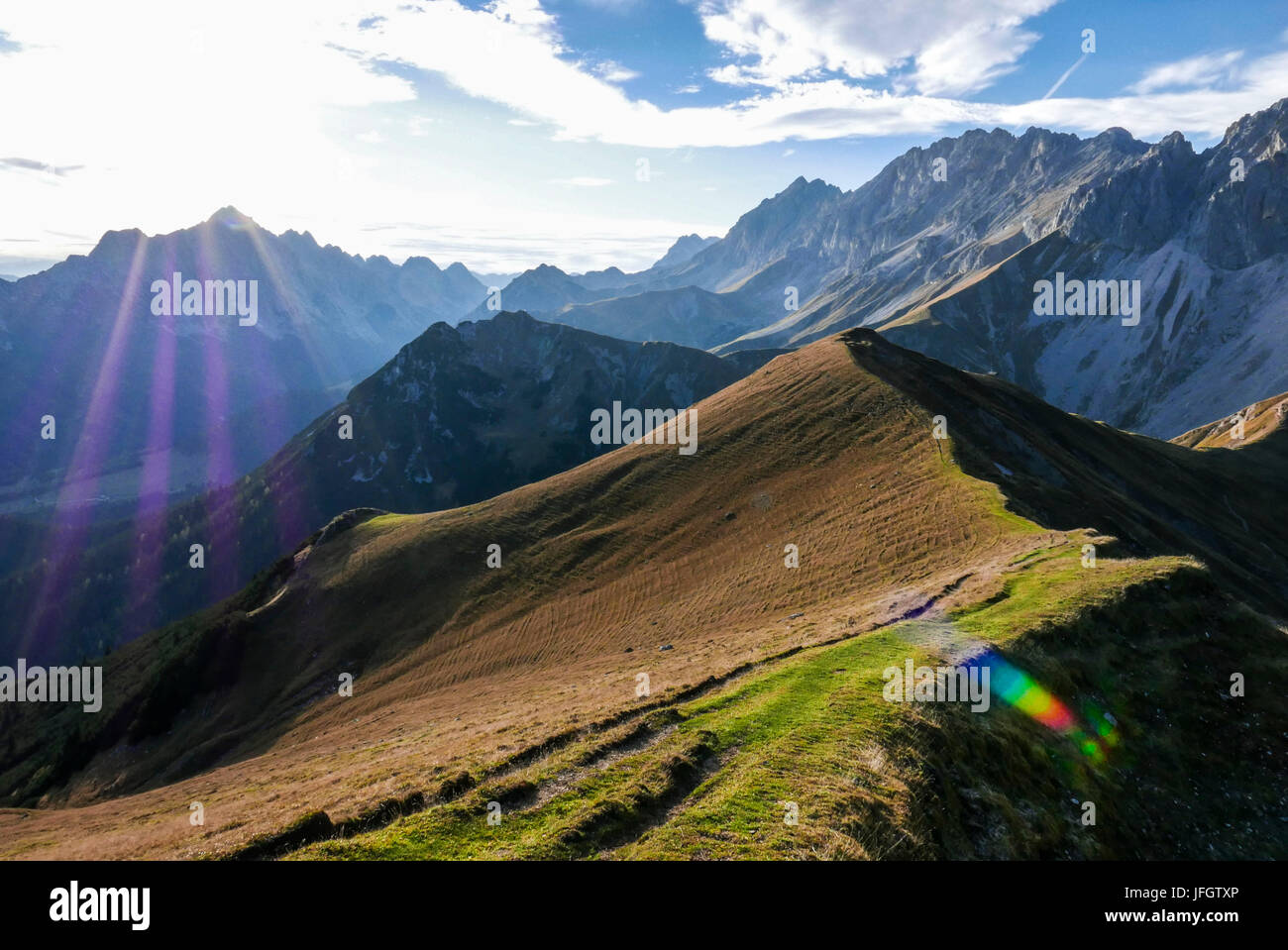 On the right hochwanner in wetterstein range hi-res stock photography ...