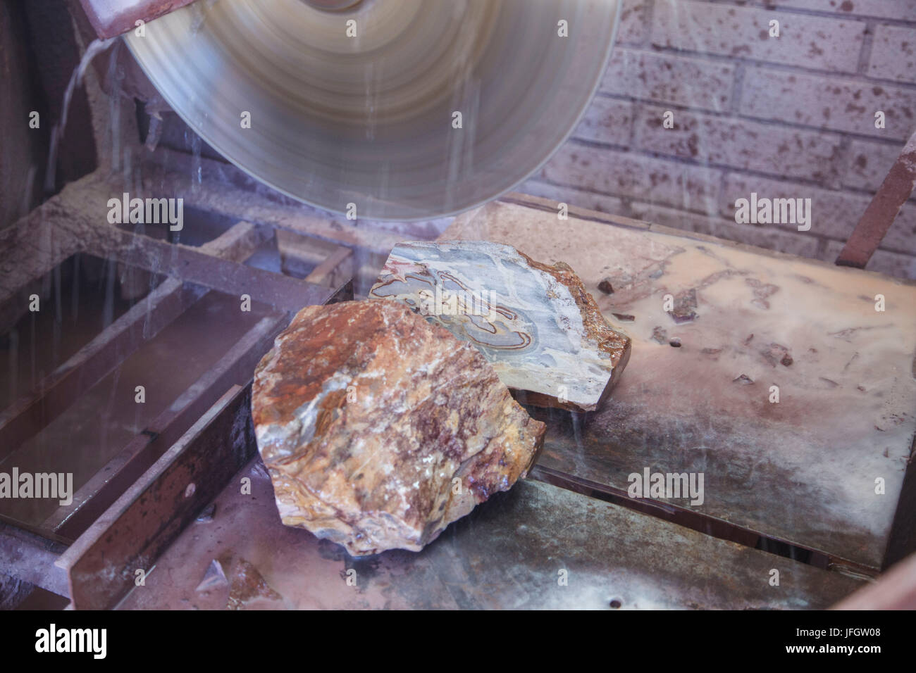 Chile, Combarbala, Fairly Trade, figures from bacon stone, production, sawing Stock Photo