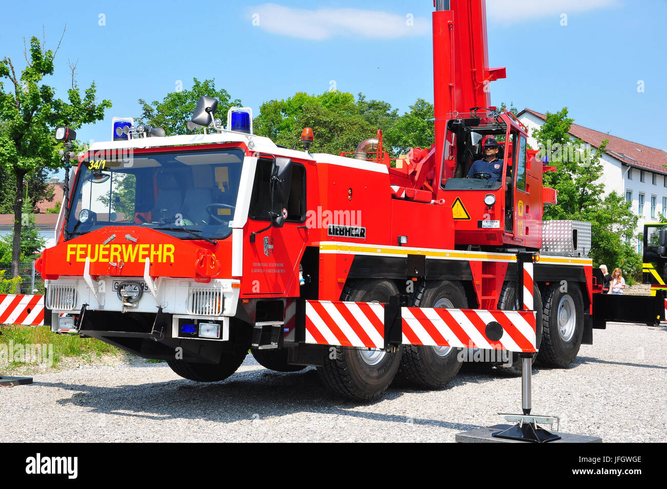 Fire brigade, fire fighting vehicle Stock Photo Alamy