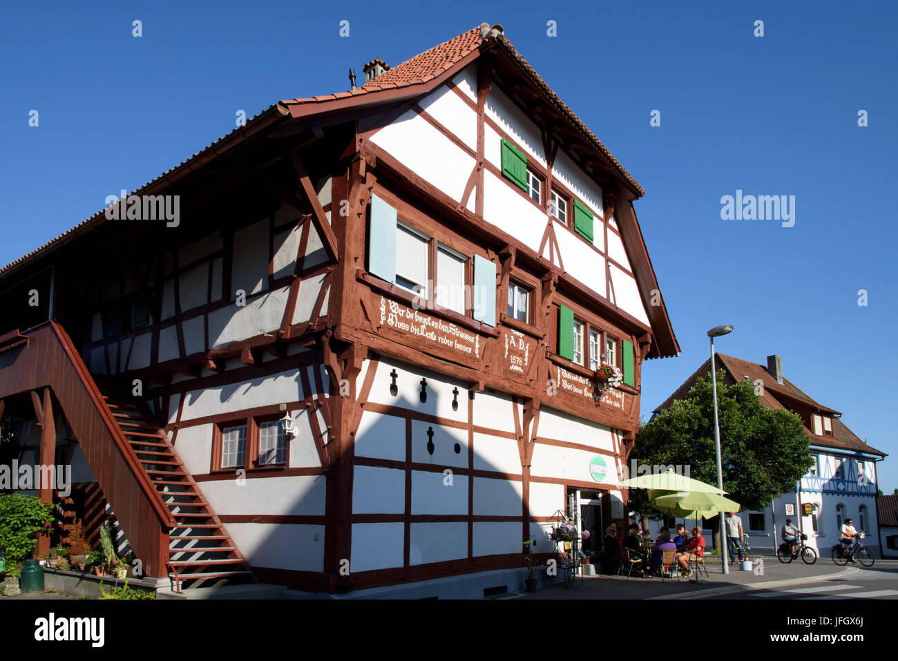 Immenstaad, half-timbered house Schwörerhaus of 1578, Lake of Constance, Baden-Wurttemberg, Germany Stock Photo