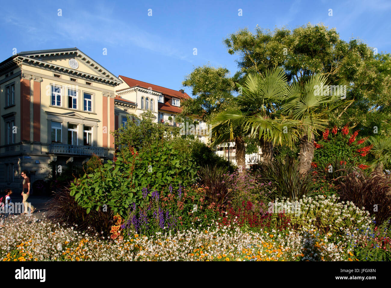 Bank promenade Überlingen, Lake of Constance, Baden-Wurttemberg, Germany Stock Photo