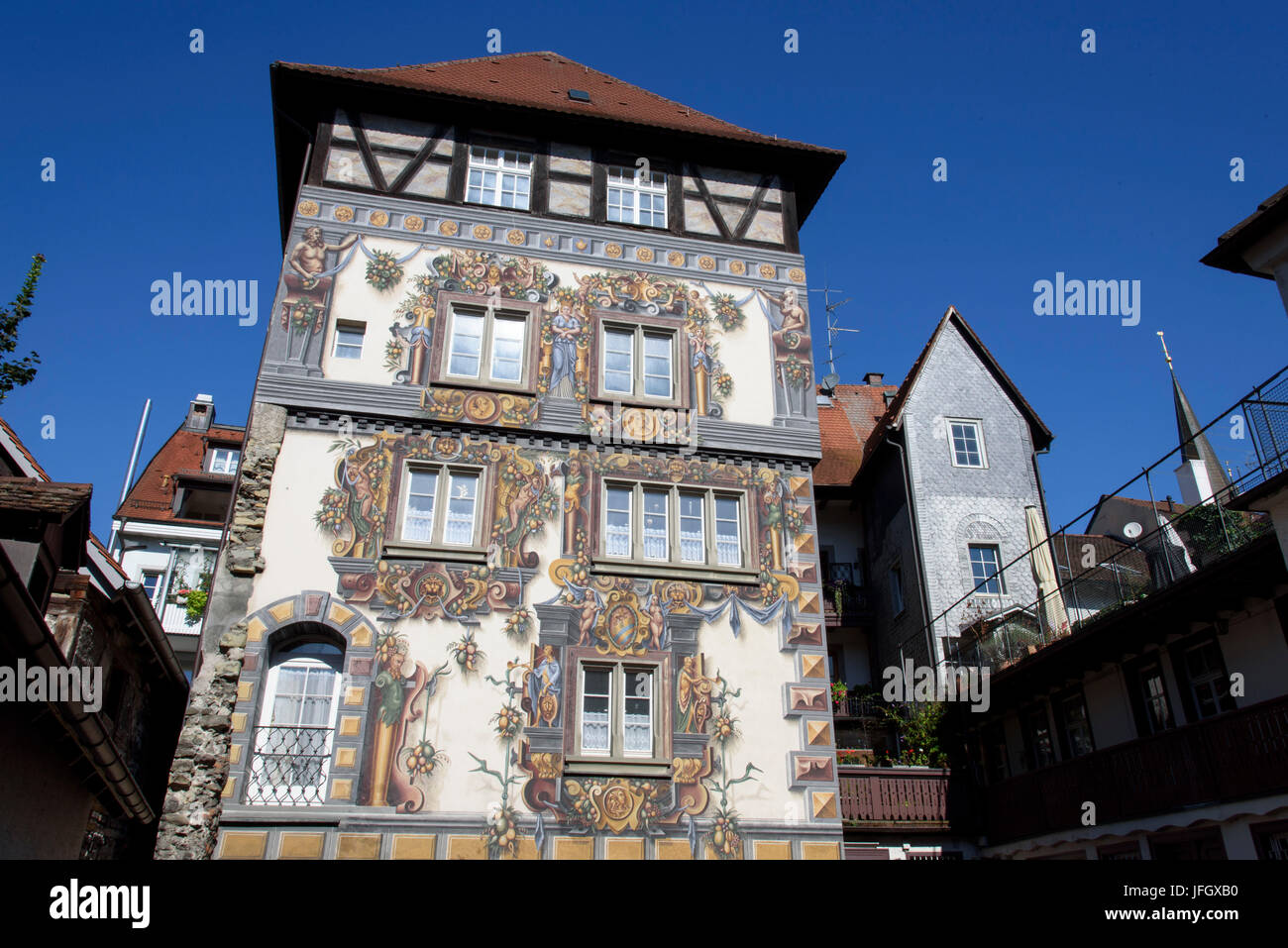 Residential tower to the golden lion, Old Town, Constance, Lake of Constance, Baden-Wurttemberg, Germany Stock Photo