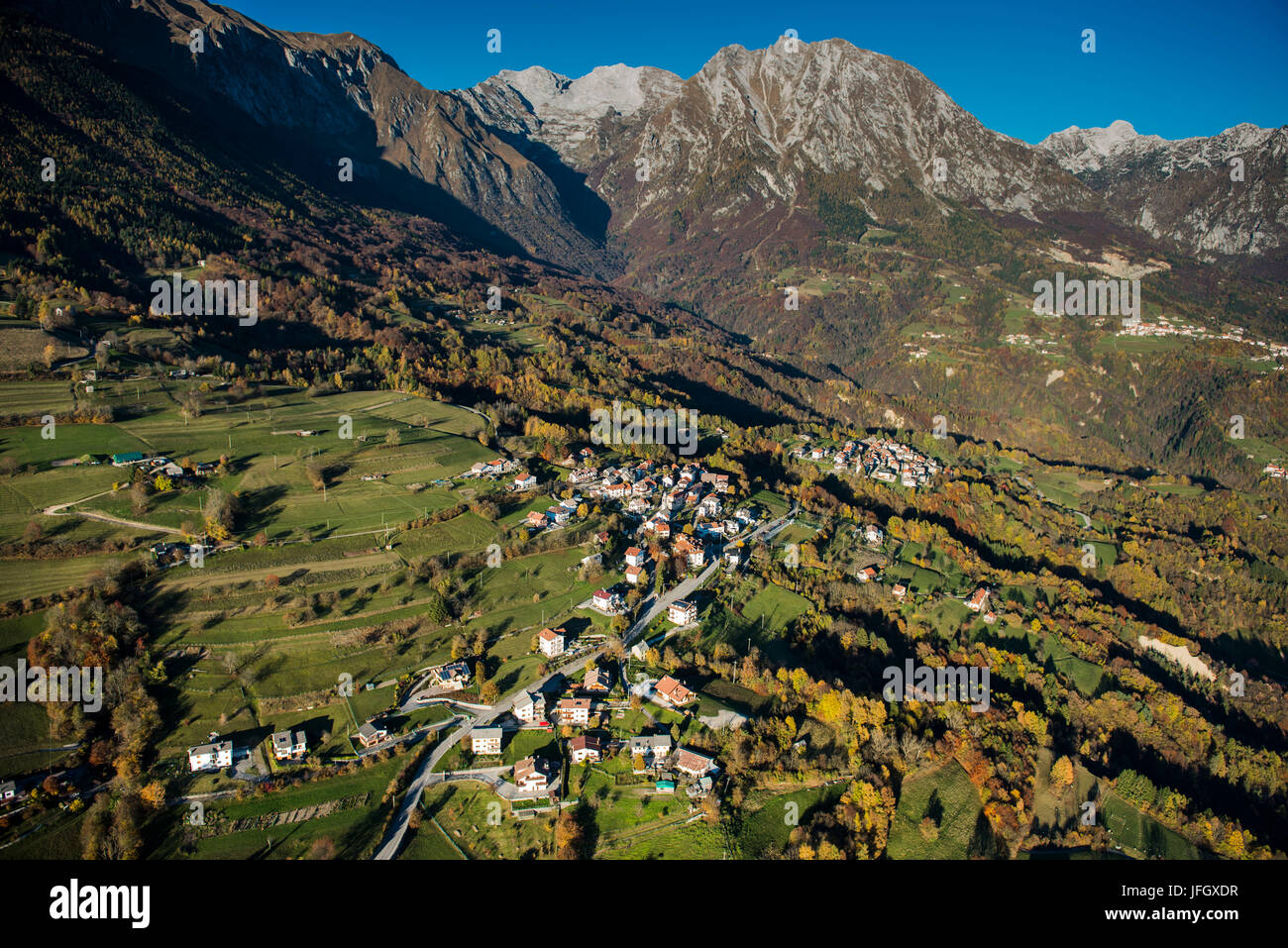 Monte Dolada, Belluno, alps, autumn, aerial shots, Ventien, Italy Stock Photo