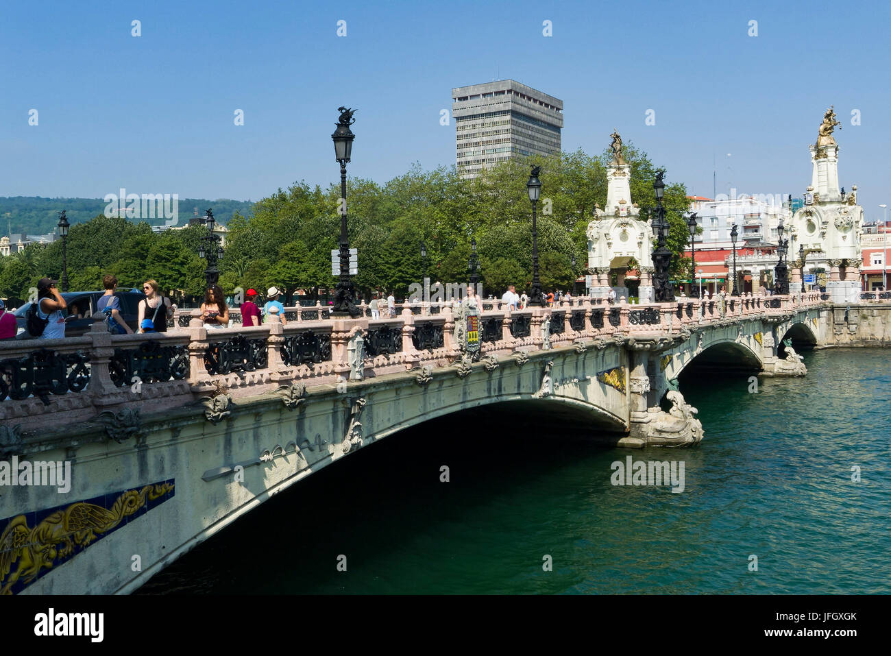 Maria Christina bridge over Rio Urumea, Donostia-San Sebastián, Gipuzkoa, the Basque Provinces, Spain Stock Photo