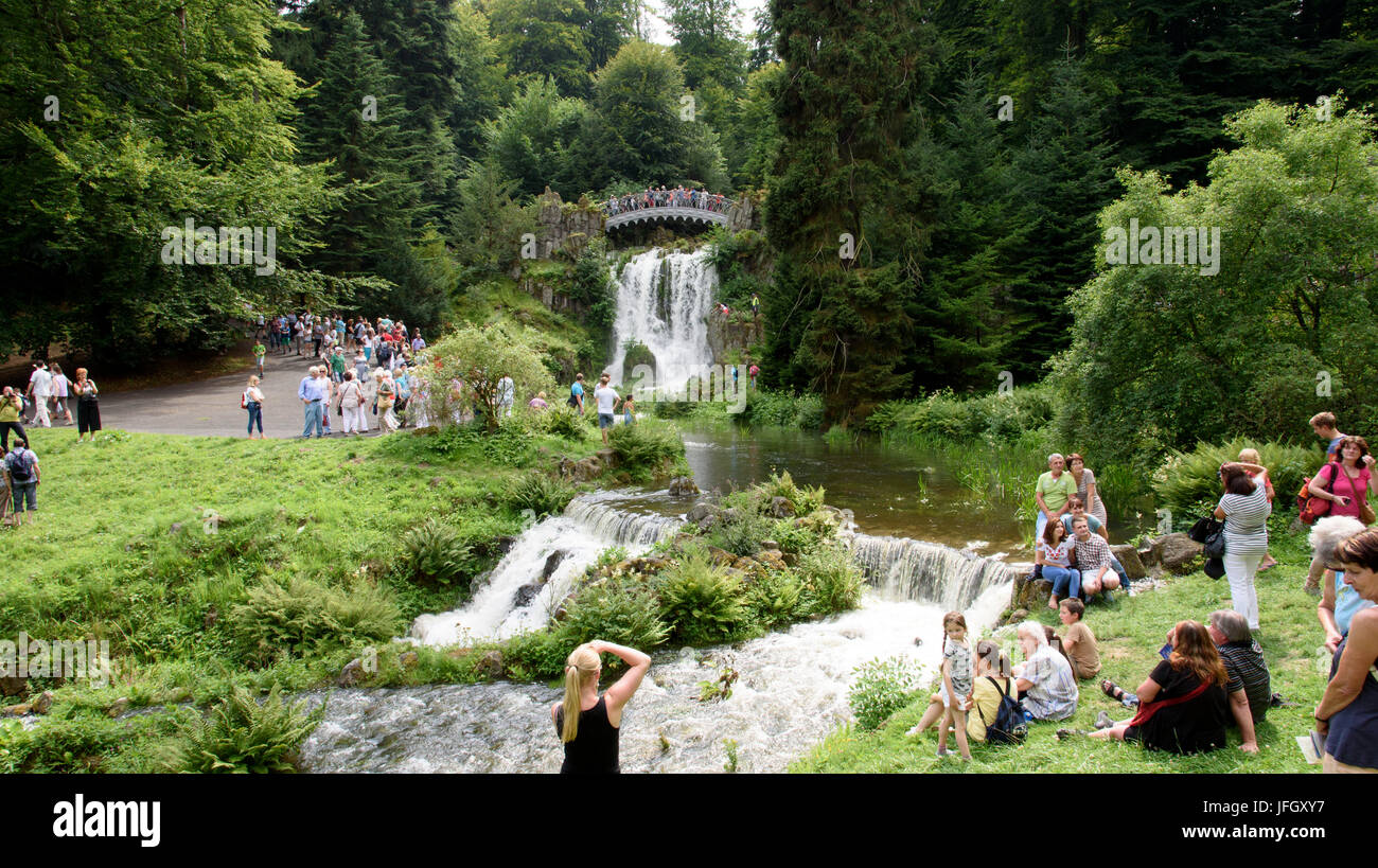 Water fountains mountain park Wilhelmshöhe, UNESCO world heritage, Kassel, Hessen, Germany Stock Photo