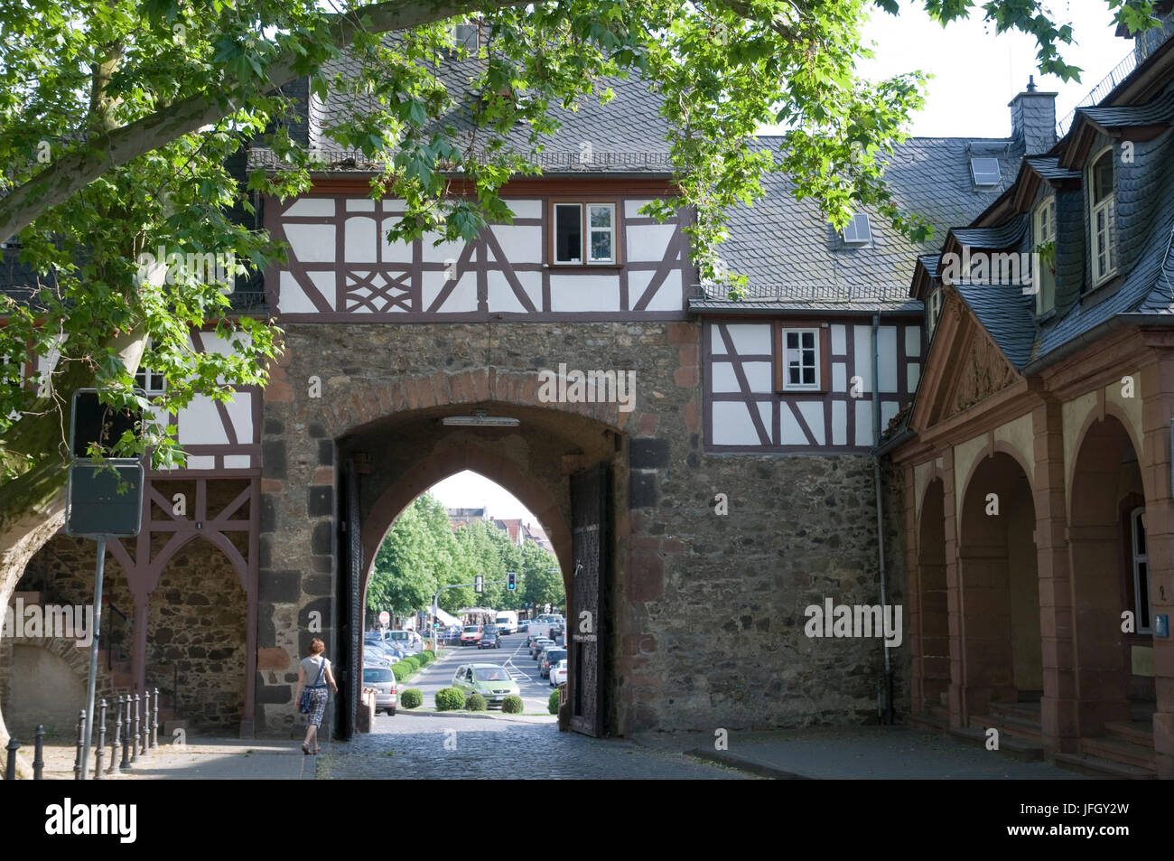 Castle portal, castle Friedberg, Friedberg, Wetterau, Hessian, Germany Stock Photo