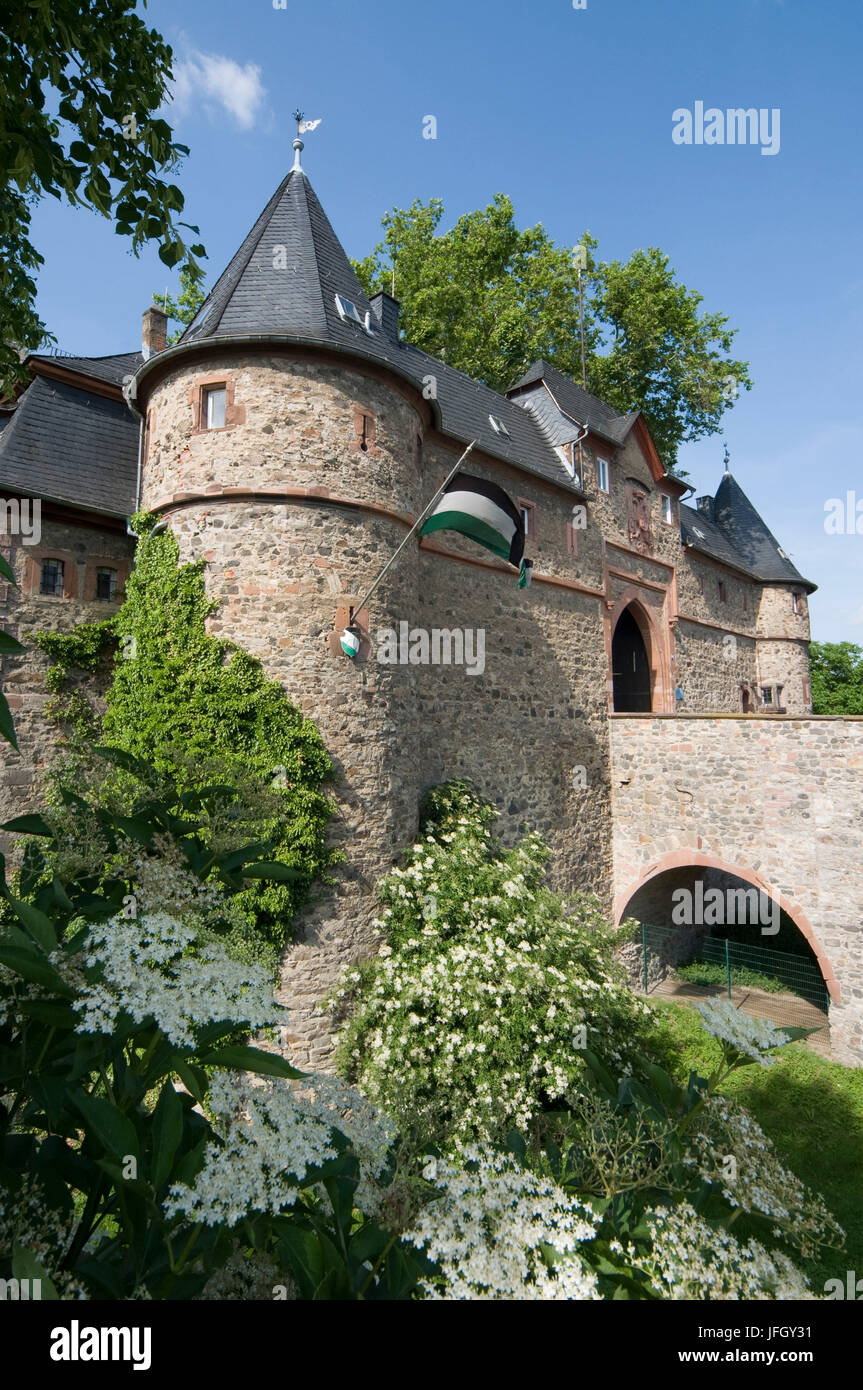 Castle portal and moat, castle Friedberg, Friedberg, Wetterau, Hessian, Germany Stock Photo