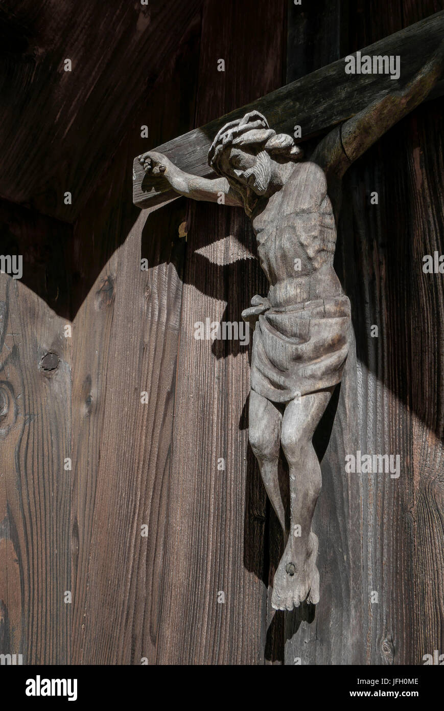 Crucifix, Jesus on the cross, roadside calvary, Karwendel, Tyrol Stock Photo