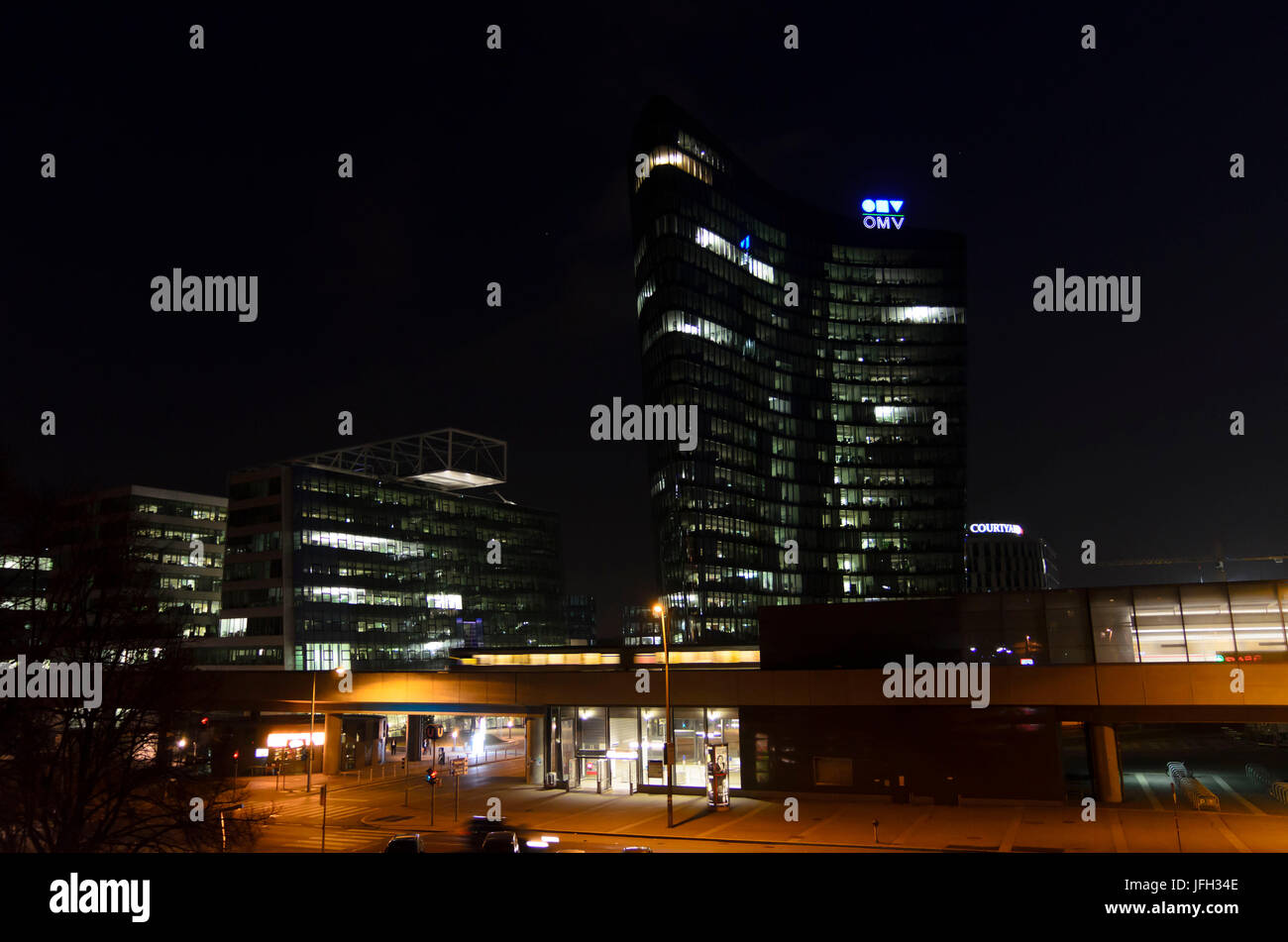 Company headquarters of the OMV and underground line 2, Austria, Vienna 02 Stock Photo Alamy