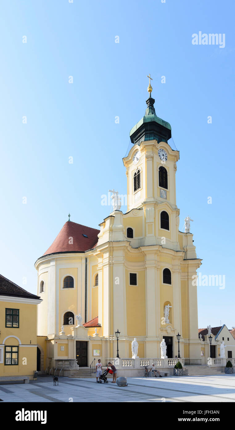 Castle square with church, Austria, Lower Austria, Viennese wood, Laxenburg Stock Photo