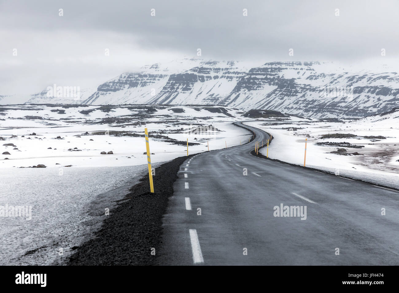 Iceland Winter landscape Road Stock Photo - Alamy