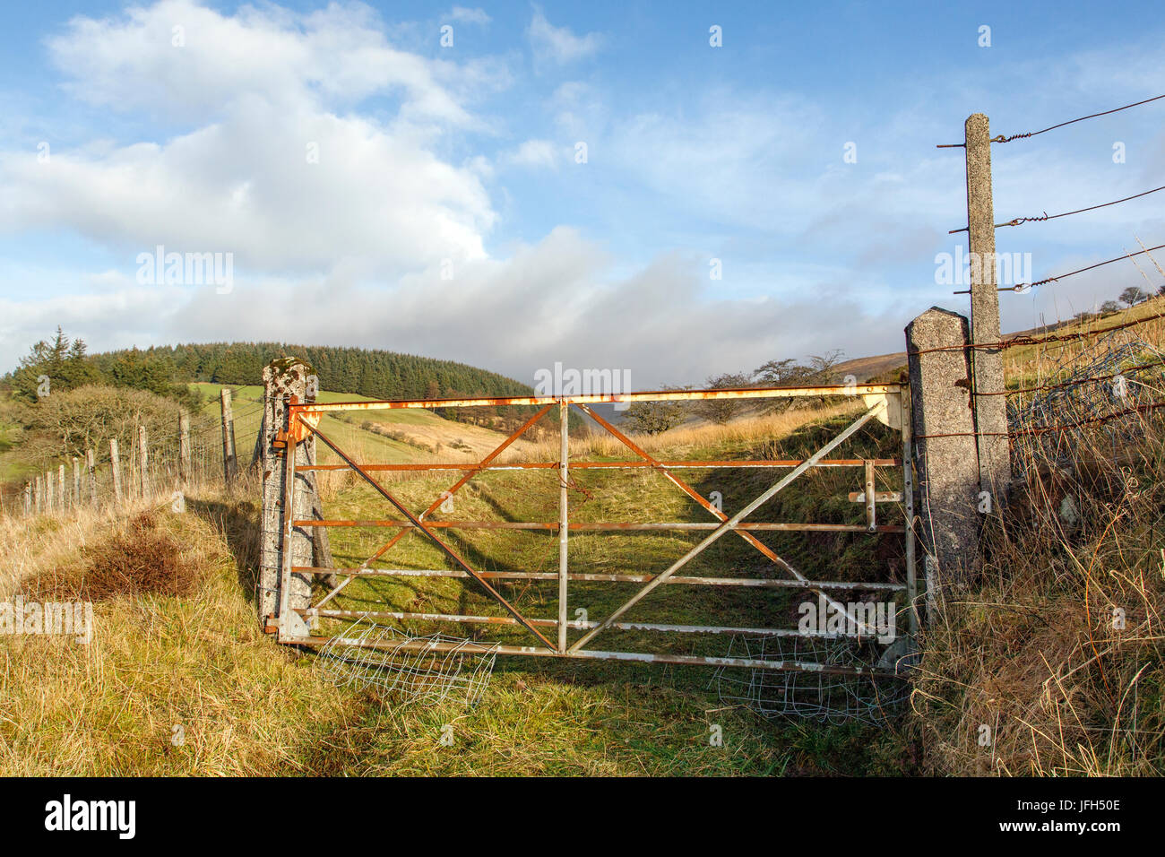 Farm Gate on Brecon Beacons Stock Photo Alamy