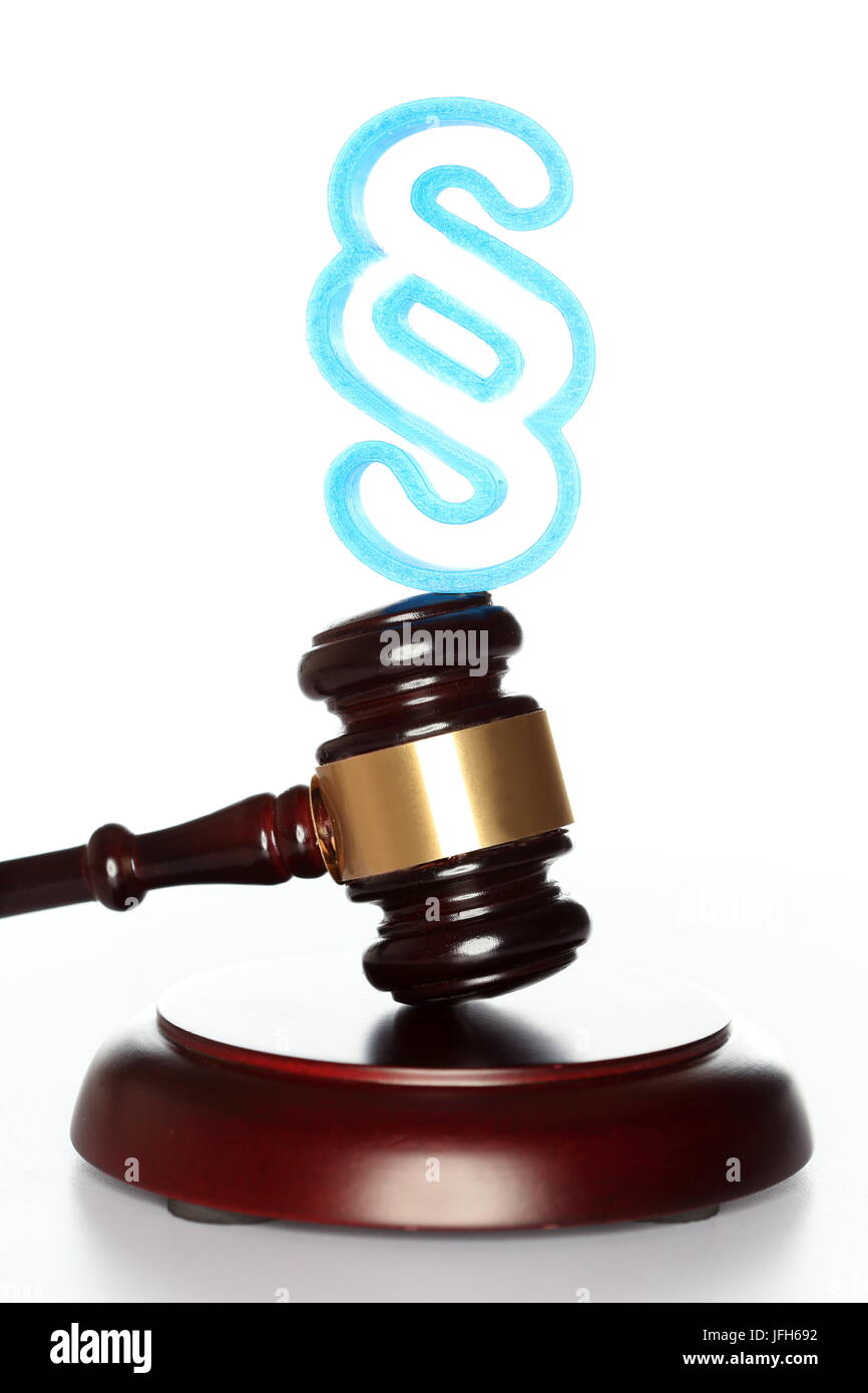 blue paragraph and gavel Stock Photo