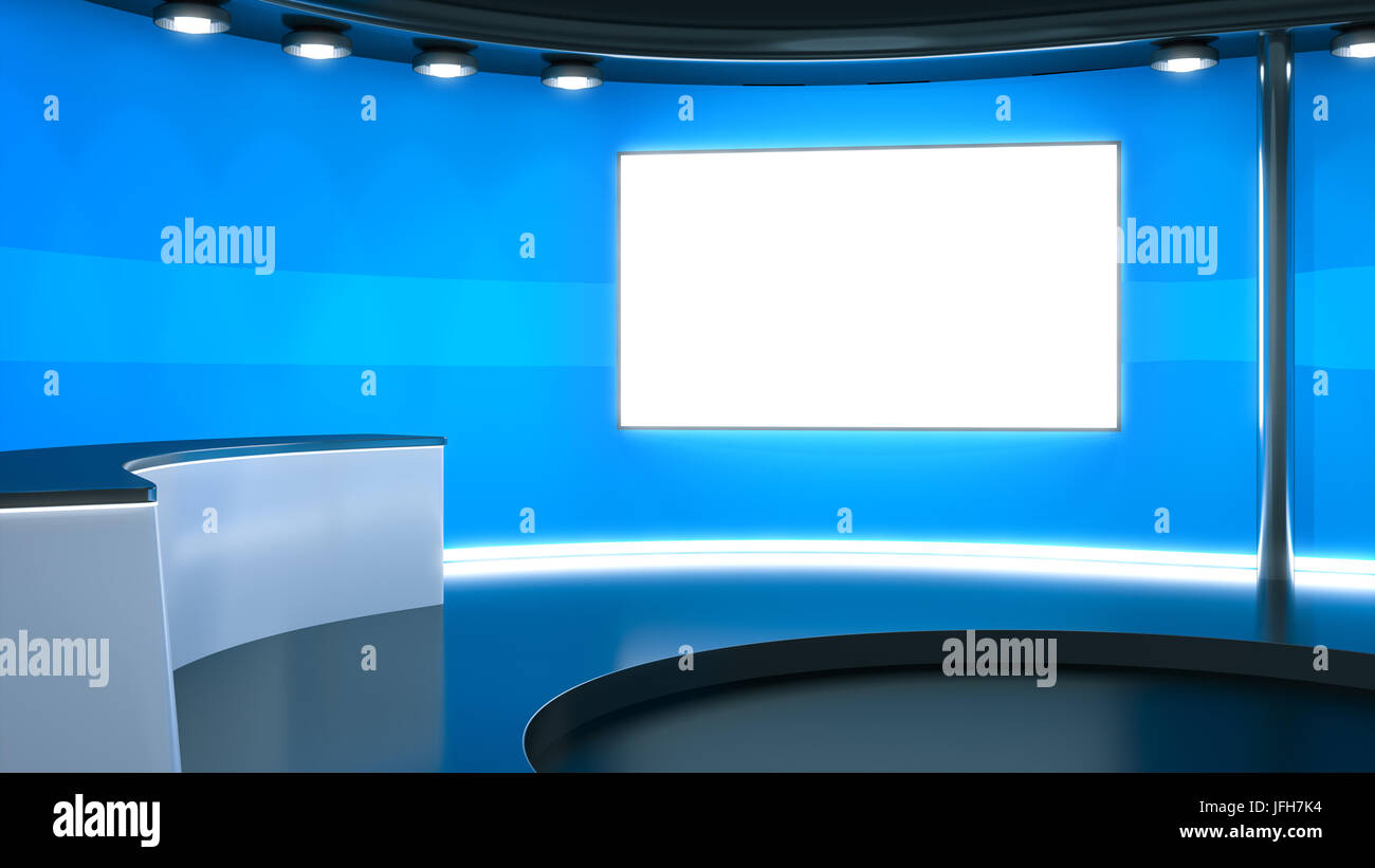 A Blue Television Studio Background Stock Photo Alamy