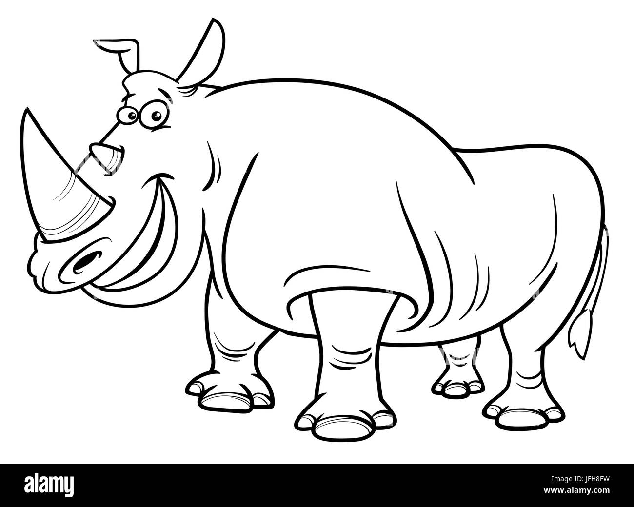 rhinoceros character coloring page Stock Photo