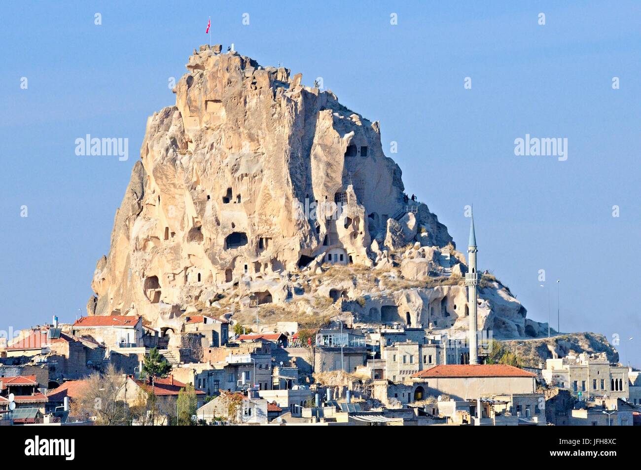 Uchisar Castle Hill Cappadocia Turkey Stock Photo