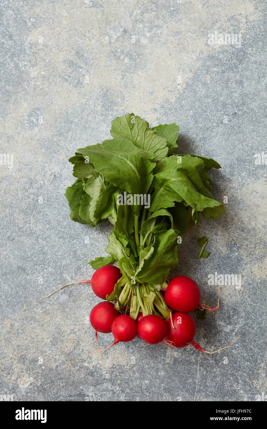 Radish with green leaves Stock Photo