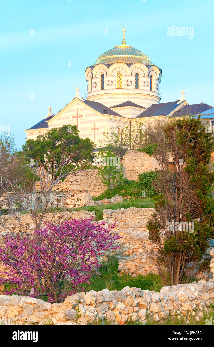 Evening St Vladimir's Cathedral church (Chersonesos, Sevastopol, Stock Photo