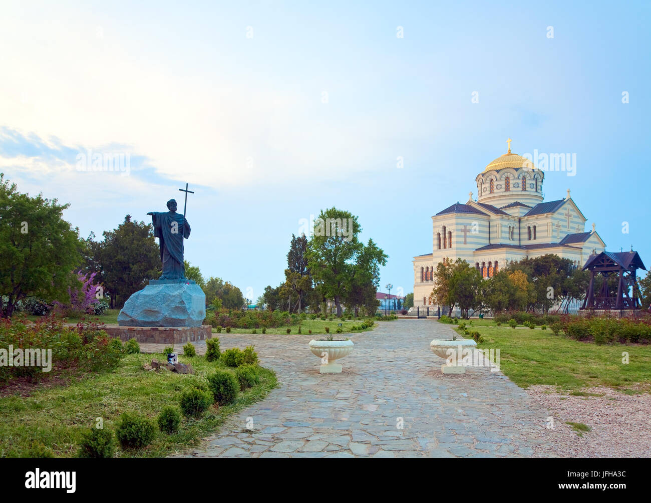 Evening St Vladimir's Cathedral church (Chersonesos, Sevastopol, Stock Photo