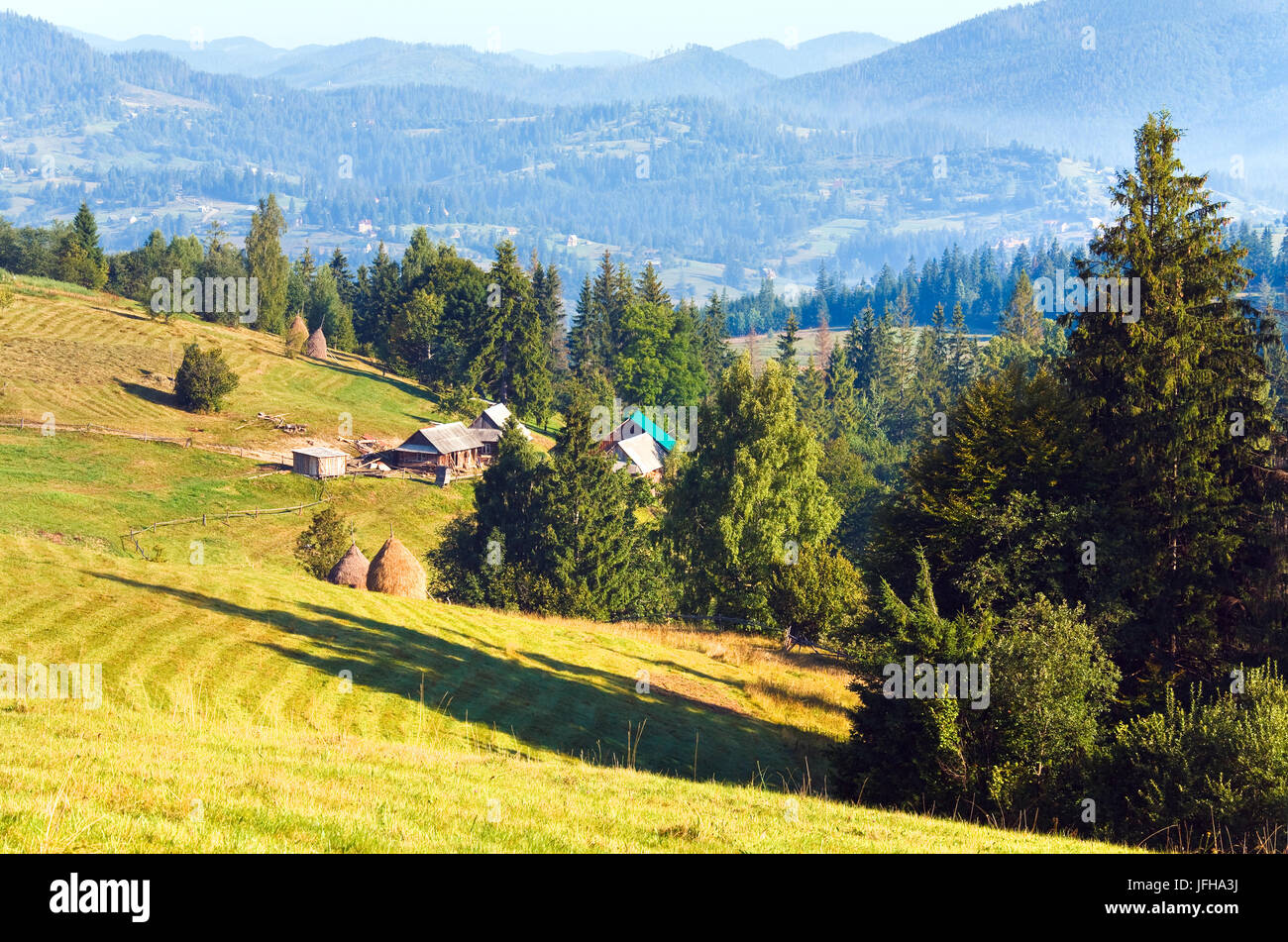 mountain village (summer countryside landscape) Stock Photo