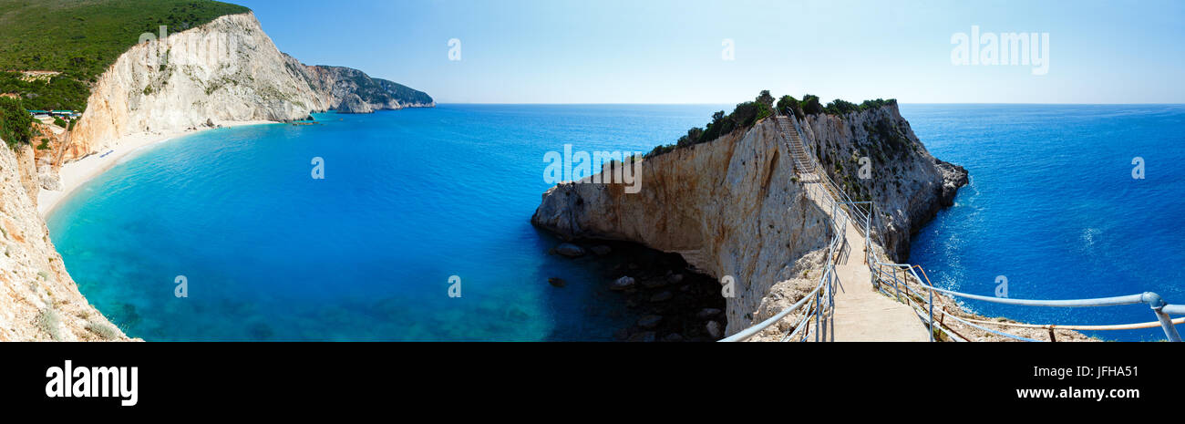 Porto Katsiki beach summer panorama (Lefkada, Greece) Stock Photo