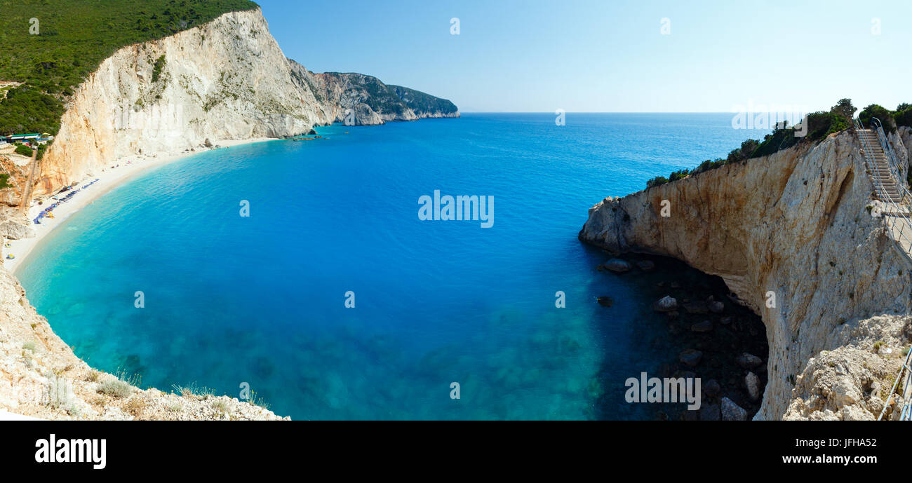 Porto Katsiki beach summer panorama (Lefkada, Greece) Stock Photo