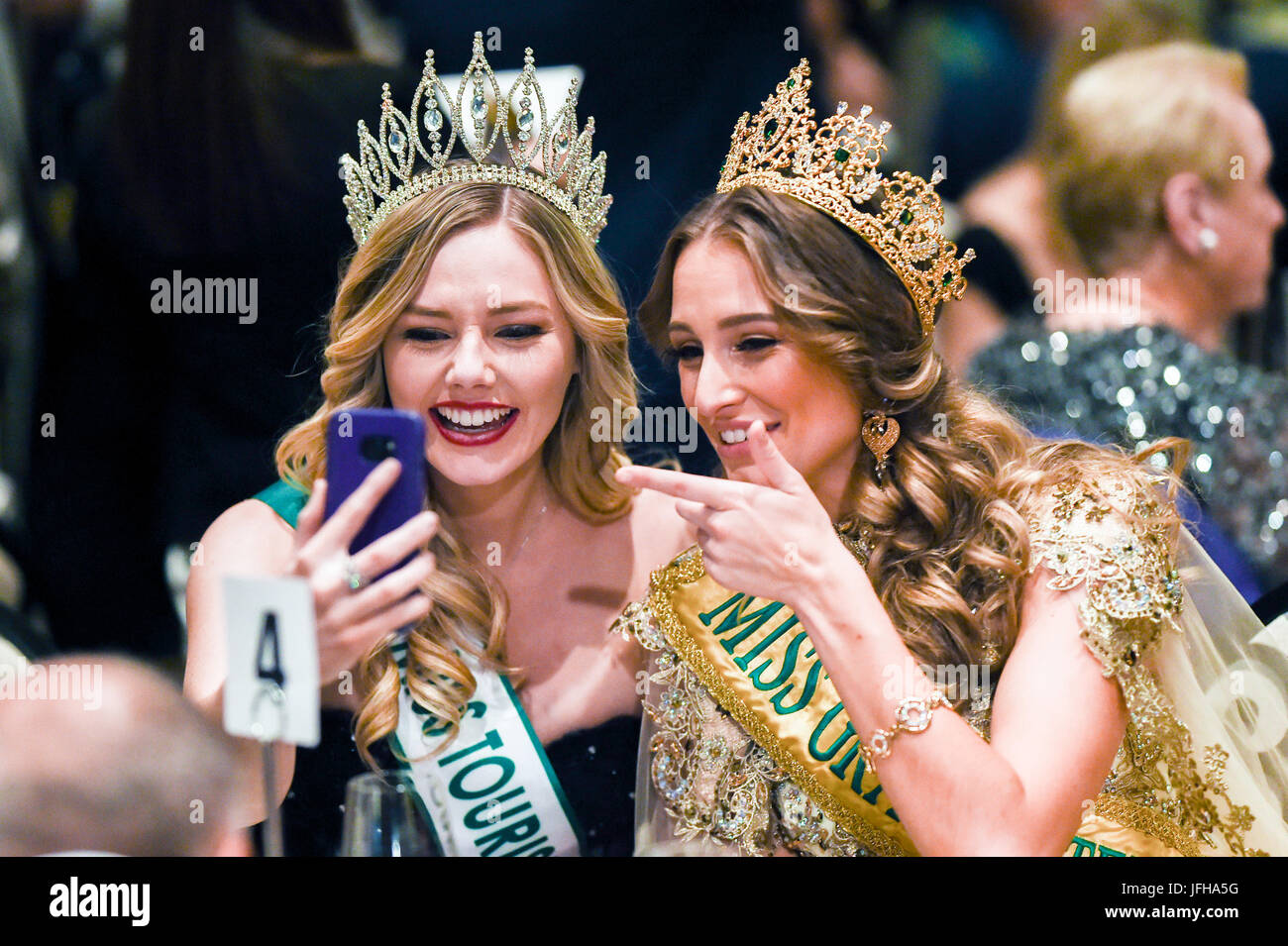 Sydney, Australia. 30th June, 2017. Miss Tourism Global 2016, Tasha Ross (L) and Miss Grand International 2015, Claire Parker (R), spotted at the Miss Grand Australia 2017 event. Claire Parker is the 2nd Australian to win an international pageant after Jennifer Hawkins (Miss Universe 2004). Credit: United Images/Pacific Press/Alamy Live News Stock Photo