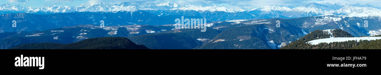 Beautiful winter mountain panorama (Rittner Horn, Italy) Stock Photo