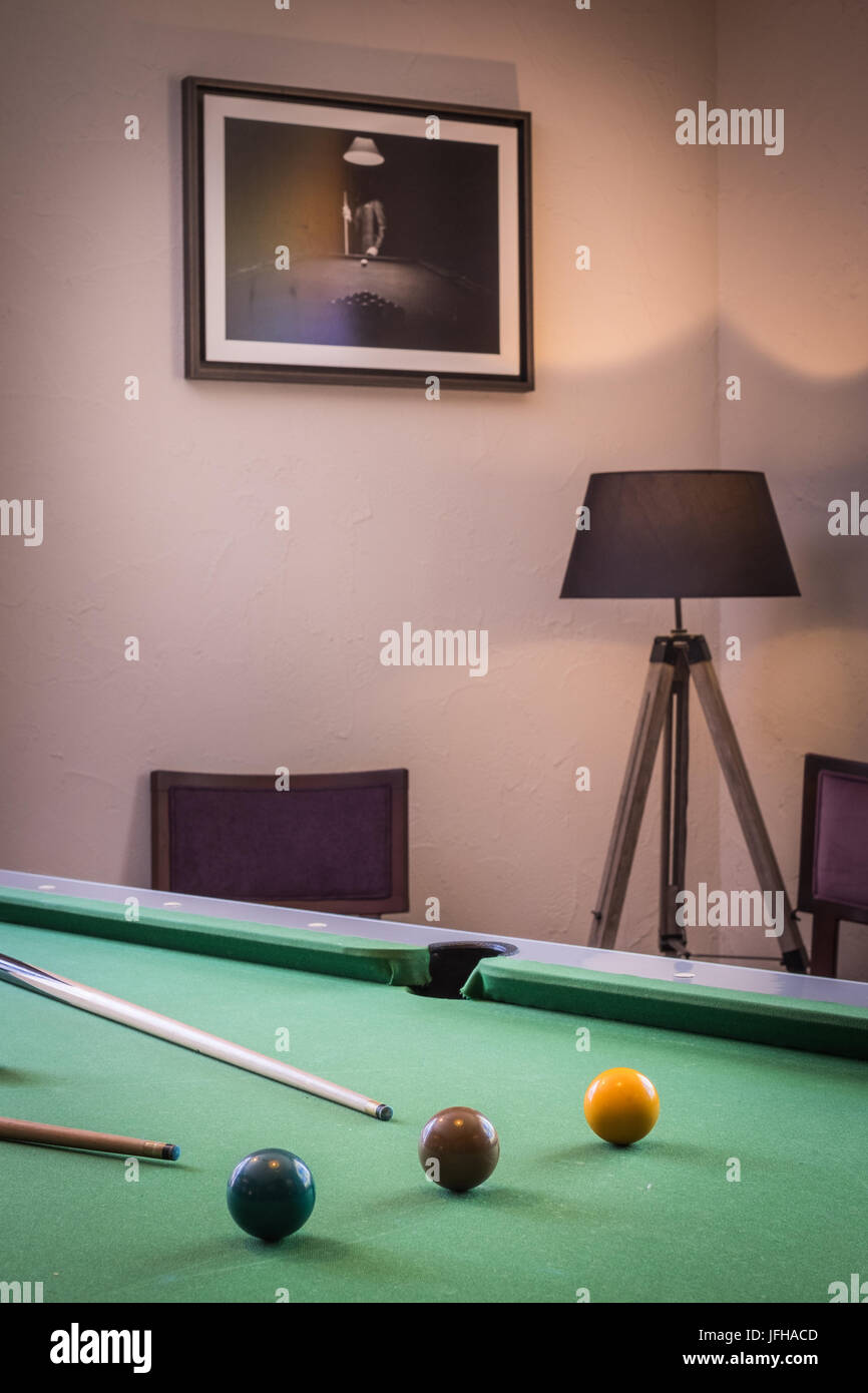 pool table or snooker table Stock Photo