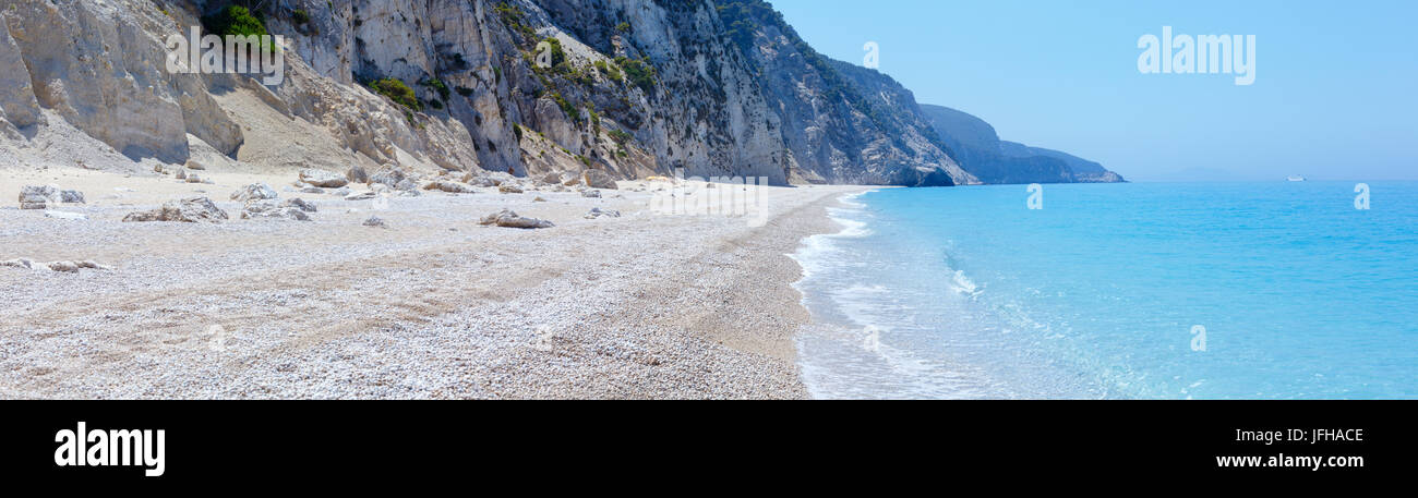 White Egremni beach (Lefkada, Greece) panorama. Stock Photo
