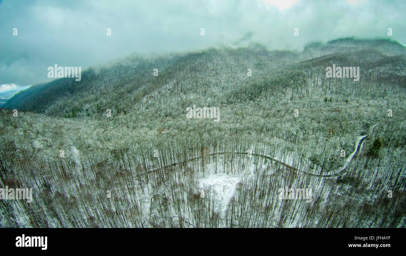aerial view on mountains and landscape covered in snow Stock Photo - Alamy