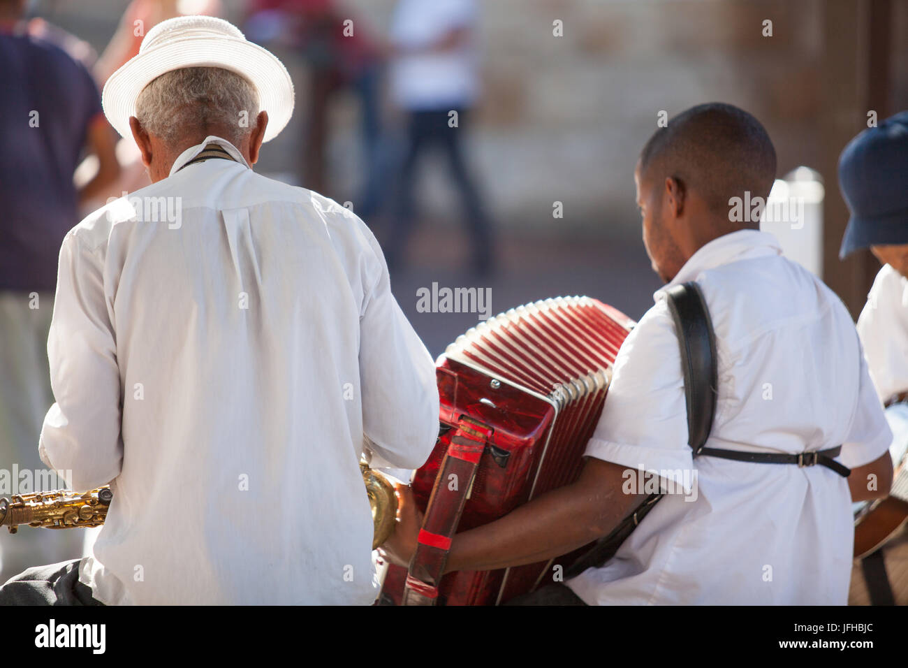 Street musicians at the Waterfront in Cape Town Stock Photo