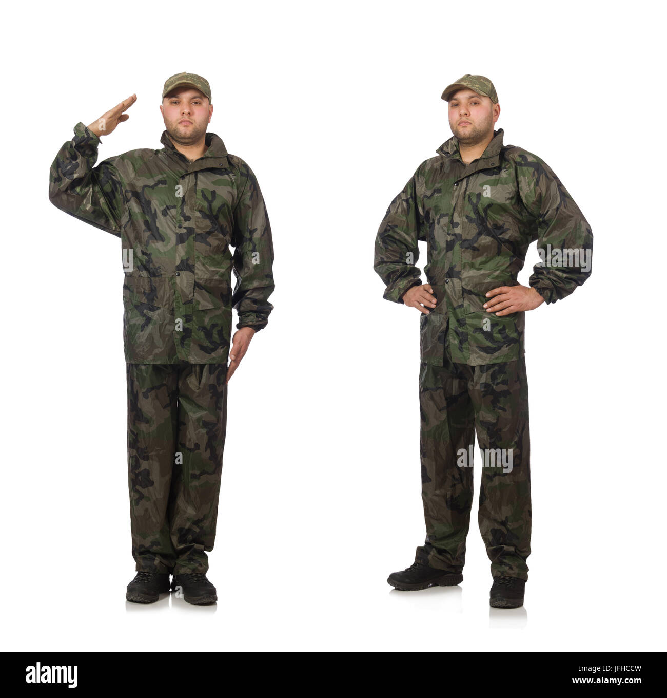 Young man in soldier uniform isolated on white Stock Photo Alamy