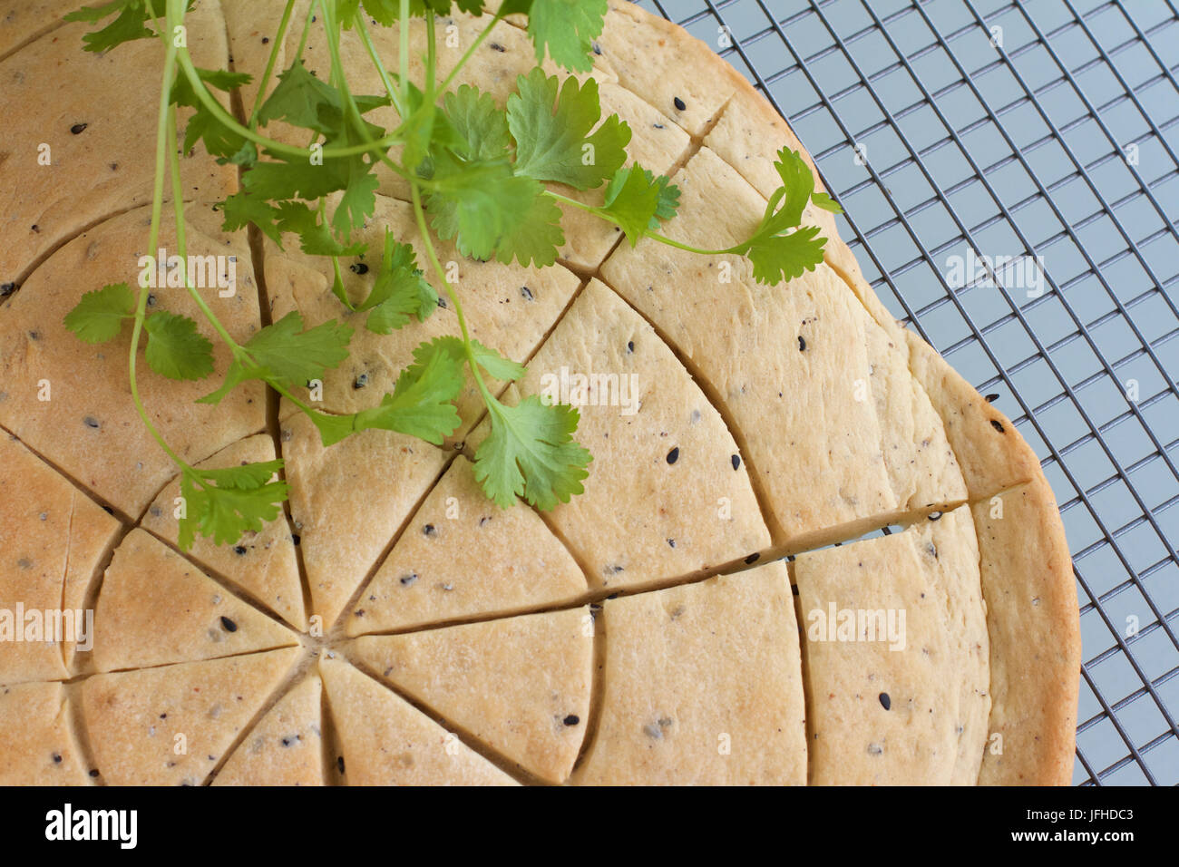 Ethiopian bread and coriander Stock Photo Alamy