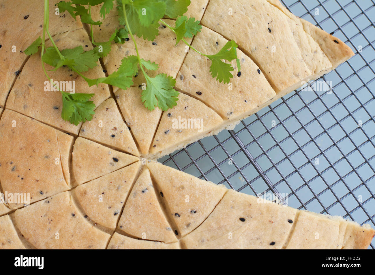 Ethiopian bread and coriander Stock Photo Alamy