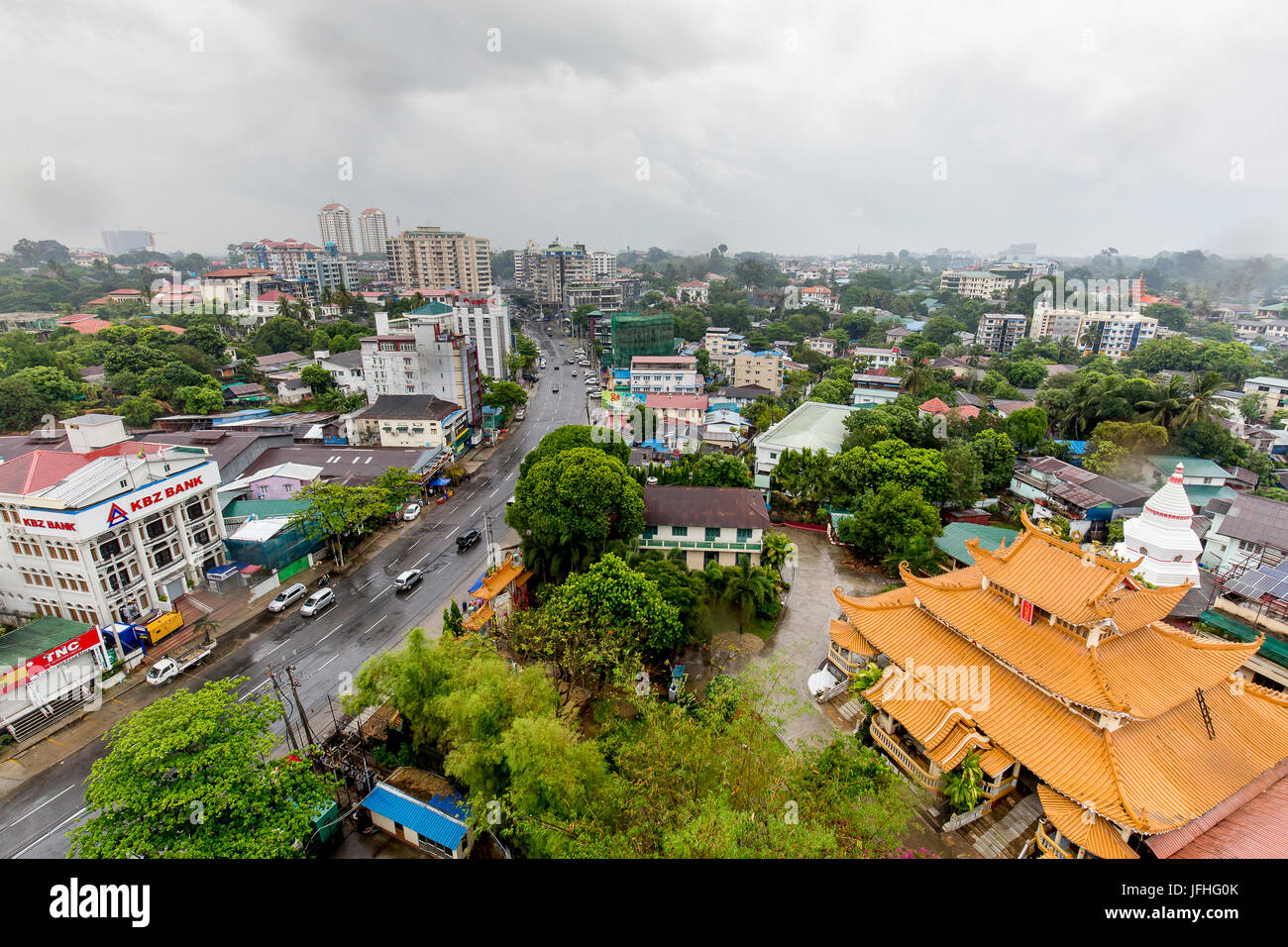 Yangon / Ragoon City street view townscape from the high - overview - Place to visit Myanmar /Burma Stock Photo